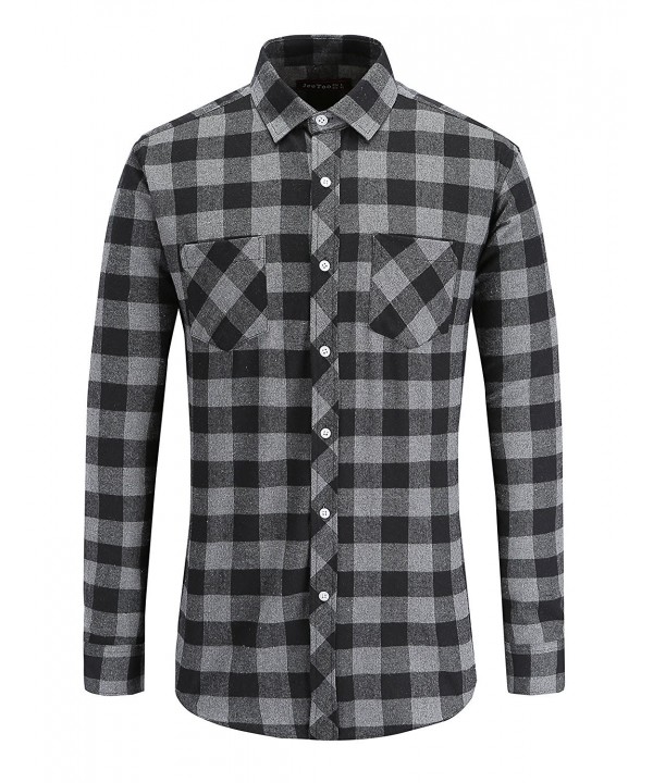 JEETOO Flannel Checkerd Sleeve greyblack