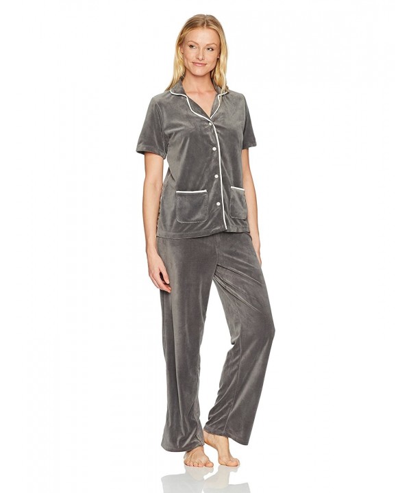 HUE Womens Velour Notched Castlerock