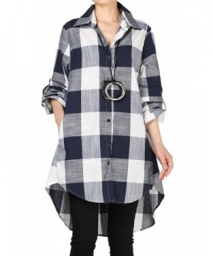 Mordenmiss Womens Sleeve Hi low Plaid