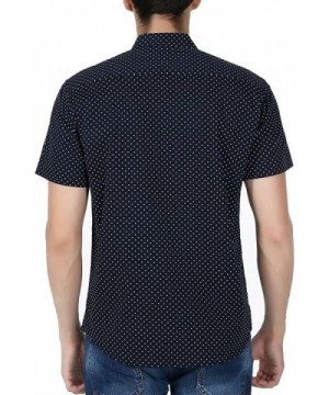 Men's Casual Dress Cotton Polka Dots Short Sleeve Fitted Button Down ...