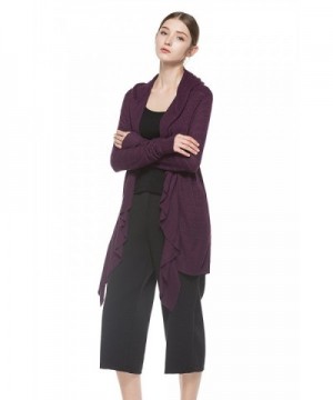 KNITBEST Womens Sleeve Cardigan Purple
