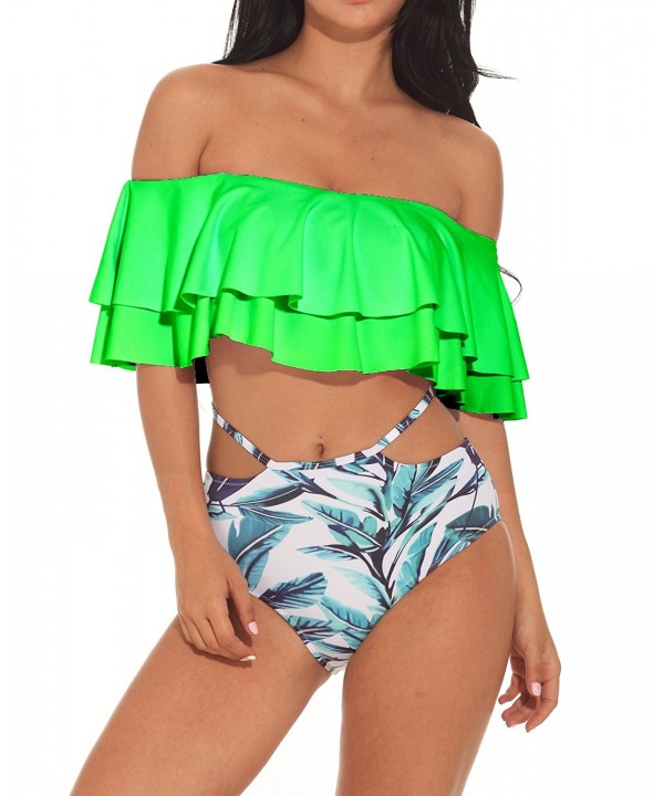 Creabygirls Flounce Swimsuit Ruffled Off Shoulder