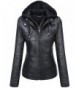 Tanming Womens Hooded Leather Jackets