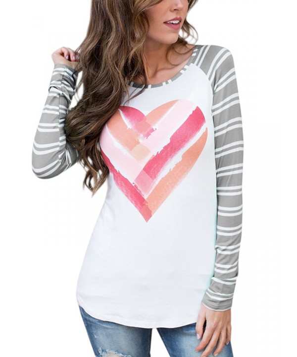 Womens Gift T Shirt Casual Printed Striped Raglan Long Sleeve Tunic ...