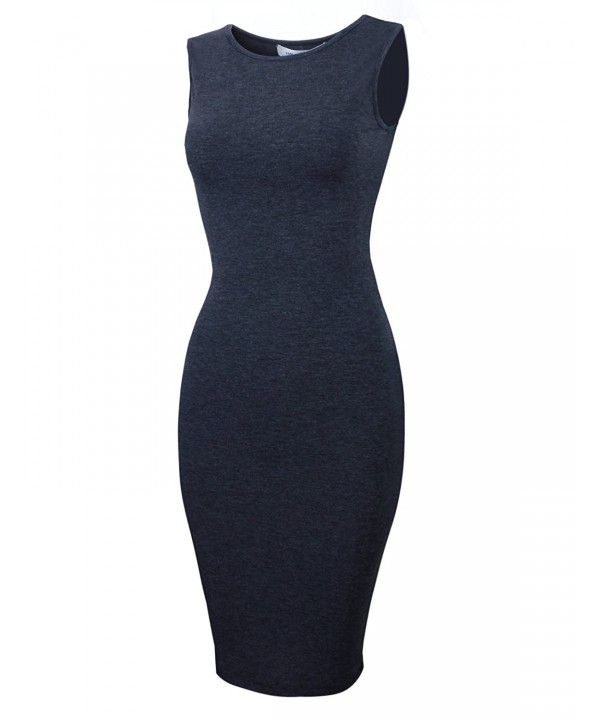 Tom's Ware Women's Classic Slim Fit Sleeveless Midi Dress - Charcoal ...