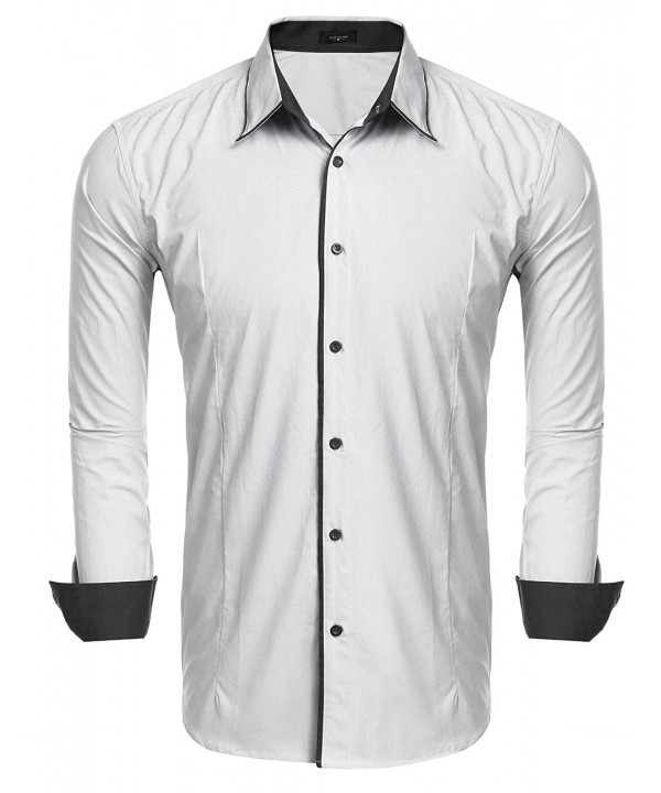 Men's Slim Fit Long Sleeve Oxford Shirt Business Casual Button Down ...